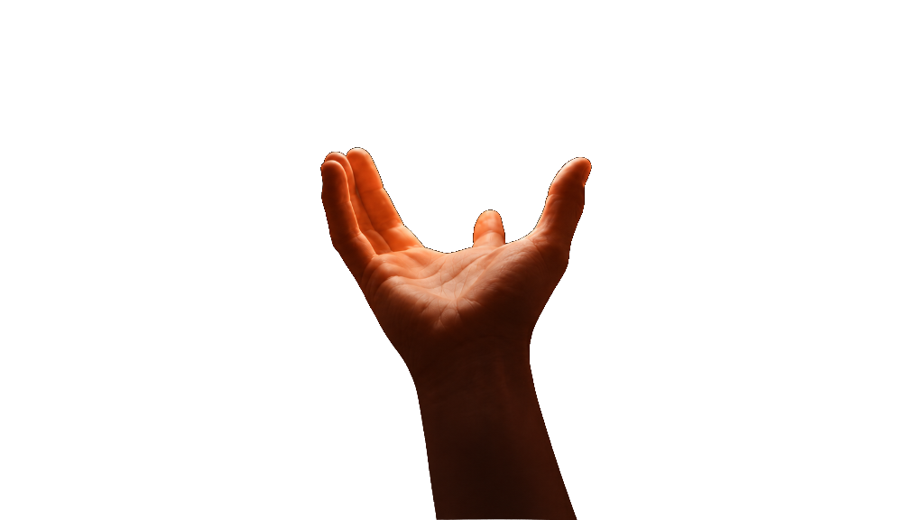 Hand reaching towards the wellness orb